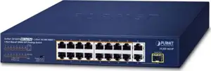 Planet 16-Port 10 100TX 802.3at PoE 2-Port 10 100 1000T 1-Port Shared 1000X SFP Desktop Switch (185 Watts)
