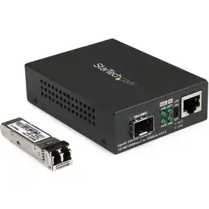 StarTech.com Multimode (MM) LC Fiber Media Converter for 10/100/1000 Network - 550m - Gigabit Ethernet - 850nm - with SFP Transceiver (MCM1110MMLC) - fiber media converter - 10Mb LAN, 100Mb LAN, GigE