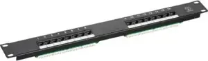 NaviaTec Cat6 Unshielded 16-Port Patch Panel, Black