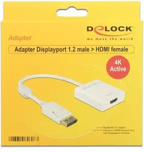 Delock Adapter Displayport 1.2 male > HDMI female 4K Active - video converter - Parade PS171 - white