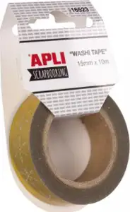 Traka ljepljiva/selotejp Apli 15/10m zlatna sa pahuljama 16523