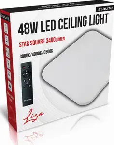 Ceiling LED light, square, 48W OPAL + remote control