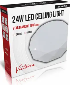 Ceiling LED light, diamond, 24W STAR, 3000K, 1800lm