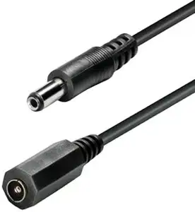 Transmedia TS 32 A, Low Voltage Extension Cable, 5,5 mm x 2,1 mm plug jack, useable up to 500 mA 12 V black 5,0 m