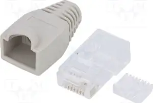 Modularni utikač RJ45 (8P8C) Cat.6, neoklopljeni, s kab. uvodnicom i pregibnicom (siva)