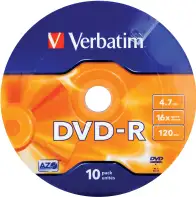 DVD-R Verbatim 4.7GB 16× Matt Silver Wagon Wheel 10 pack 
