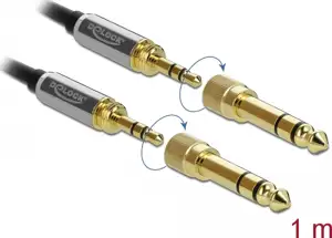 DeLOCK 85785, 3.5mm, Male, 3.5mm, Male, 1 m, Black, Grey