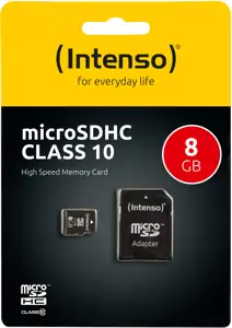 8GB Intenso MicroSDHC 20MB/s +Adapter