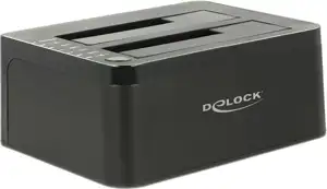 Docking station DELOCK, Dvostruka priključna stanica SATA HDD > USB 3.0 s funkcijom kloniranja, crni 