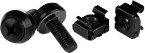 StarTech.com M6 Cage Nuts and Screws - 50 Pack - 12mm Rack Screws and Cage Nuts - Black (CABSCREWM6B) rack screws and nuts