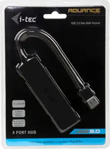 i-tec U3HUB404 USB 3.0 Slim Passive Hub 4 Port ohne Netzteill schwarz