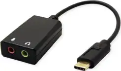 Roline VALUE adapter USB-C - 2×3.5mm audio, M/F, 0.13 m