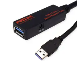 Roline USB3.2 Gen1 aktivni produžni kabel sa ponavljačem, 10m, crni
