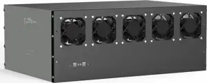 Mining rig frame Akyga AKM091 9x GPU, 2x PSU mount, 10x Fan mount, I/O Button. Galvanized steel, Black