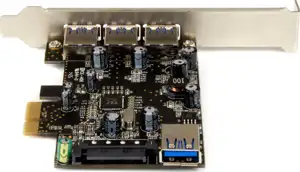 StarTech.com 4 Port PCI Express USB 3.0 Card - 3 External and 1 Internal - Native OS Support in Windows 8 and 7 - Standard and Low-Profile (PEXUSB3S42) - USB adapter