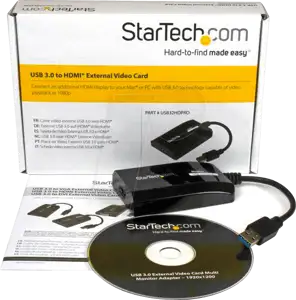 USB 3.0 to HDMI External Video Card Adapter - DisplayLink Certified - 1920x1200 - MultiMonitor Graphics Adapter - Supports Mac & Windows (USB32HDPRO) - external video adapter - black