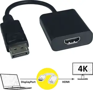 Roline VALUE adapter/kabel DisplayPort - HDMI, M/F, v1.2, HDR 10, 4K60, 0.15m