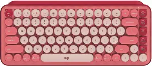 Tipkovnica LOGITECH POP Keys, mehanička, bežična, US Layout, USB, crveno/roza