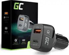 Green Cell auto punjač (CAD33), 1×USB-C, 1× USB Quick Charge