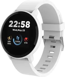 Smart watch, 1.3inches IPS full touch screen, Round watch, IP68 waterproof, multi-sport mode, BT5.0, compatibility with iOS and android, Silver white , Host: 25.2*42.5*10.7mm, Strap: 20*250mm, 45g