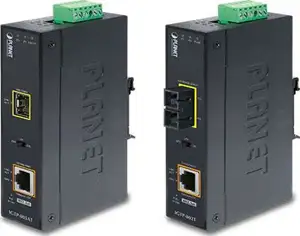 PLANET IP30 industrijski 10/100/1000BASE-T na 100/1000BASE-SX konverter s 802.3at PoE+, multi-mode, 220m/550m