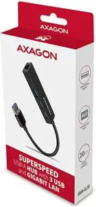 USB HUB AXAGON HMA-CR3A 3x USB-A + Gigabit LAN, 20cm