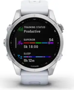 Pametni sat GARMIN Fenix 7S, HR, GPS, multisport, srebrni/bijeli remen, 010-02539-03