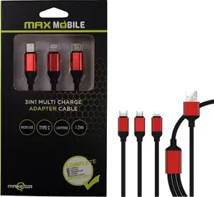 MAXMOBILE ADAPTER 3U1 KABEL Micro USB/Type C/Lightning 1,2m (za punjenje)