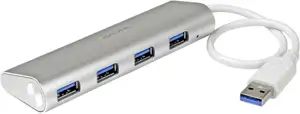 StarTech.com 4 Port Portable USB 3.0 Hub with Built-in Cable - Aluminum and Compact USB Hub (ST43004UA) - hub - 4 ports