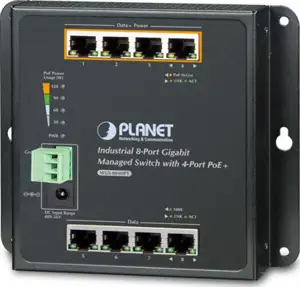 Planet Industrial 8-Port 10 100 1000T Wall-mount Managed Switch with 4-Port PoE (-40~75 degrees C)