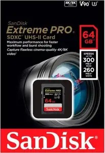 64 GB SDXC CARD SanDisk Extreme PRO UHS-II V90 300MB/s