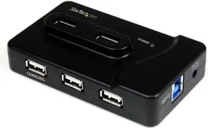 StarTech.com 7 Port USB Hub - 2 x USB 3A, 4 x USB 2A, 1 x Dedicated Charging Port - Multi Port Powered USB Hub with 20W Power Adapter (ST7320USBC) - hub - 6 ports