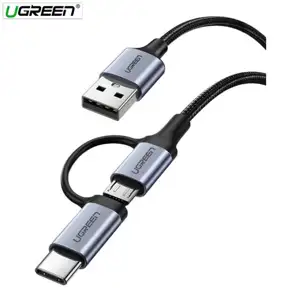 Ugreen USB-A to Micro USB + USB-C cable braided 1m