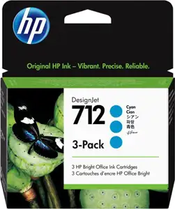 HP 712 - 3-pack - cyan - original - DesignJet - ink cartridge