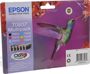Epson T0807 Multipack - 6-pack - black, yellow, cyan, magenta, light magenta, light cyan - original - ink cartridge