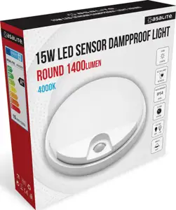 ASALITE ceiling LED 15W 4000K, 1400lm, IP54, sensor