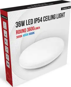 ASALITE ceiling LED 36W 3000K / 4000K / 6500K, CCT, 3600lm, IP54