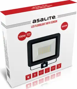 ASALITE LED spotlight 100W 6500K, 8000Lm + sensor