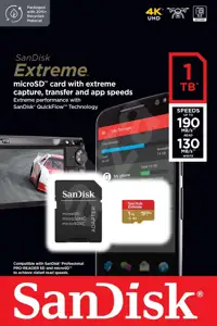 SanDisk microSDXC Extreme 1TB 190/130 MB/s A2 C10 V30 UHS-I U3