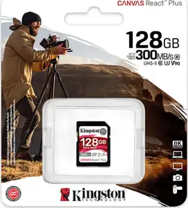 Kingston SDXC Canvas React Plus 128GB 300R/260W UHS-II U3