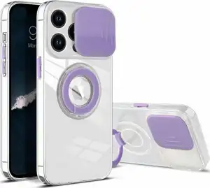 MM TPU IPHONE 14 PLUS 6.7 CLEAR CAM AND RING, 2mm purple