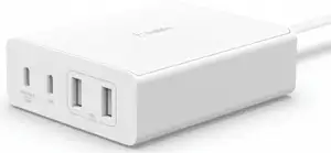 Belkin BOOST CHARGE PRO 108W 4-Ports USB GaN Desktop Charger (Dual C and Dual A) and 2M Cord - White