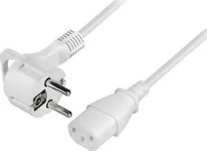 Transmedia Schuko plug flat to C13 jack 2,5m, White