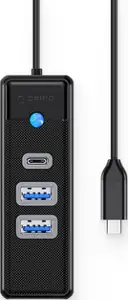 USB-C hub 3-port, 2x USB-A, 1x USB-C, USB 3.0, 0.15m, Black, ORICO PWC2U-C3-015