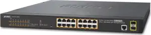 Planet 18-Port Managed Rackmount 802.3at Switch (16x RJ45 Gbe 30W port PoE (220W) 2x 100 1000X SFP