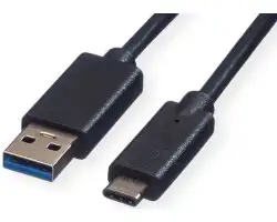 Roline GREEN USB3.2 Gen 1 kabel, A-C, M/M, 1.0m, crni