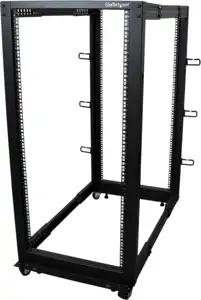 StarTech.com 25U Open Frame Server Rack - 4 Post Adjustable Depth (22 to 40) Network Equipment Rack w/ Casters/ Levelers/ Cable Management (4POSTRACK25U) rack - 25U