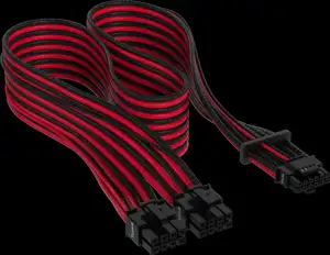 Corsair Premium VGA PCIe5.0 12VHPWR Adapter Kabel (12+4pin) Premium Sleeved, 600W, crno/crveno