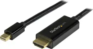 StarTech.com Mini DisplayPort to HDMI Adapter Cable - mDP to HDMI Adapter with Built-in Cable - Black - 5 m (15 ft.) - Ultra HD 4K 30Hz (MDP2HDMM5MB) - video cable - 5 m