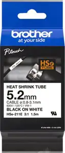 Brother Heat Shrink Tubing P-Touch HSe-211E - 5.2 mm x 1.5 m - Black on White